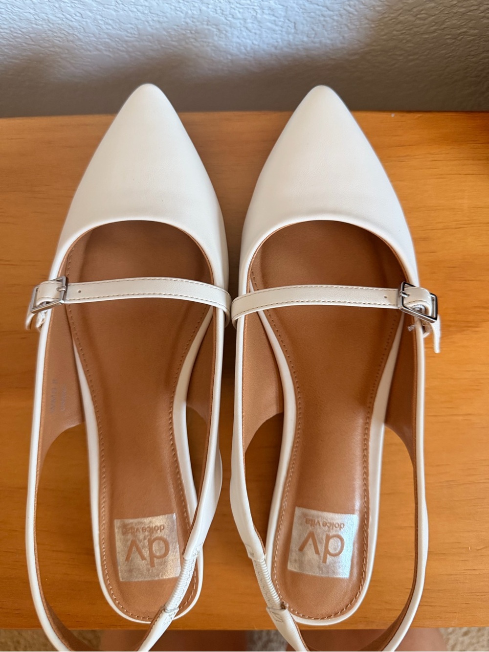Dolce Vita Cream Pointed Slingback Flats with Buckle Strap - Picture 5 of 9
